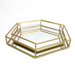 Plateaux miroir hexagone